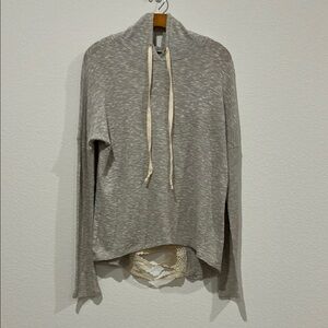 Heather Gray Hoody with Lace Trim Back
